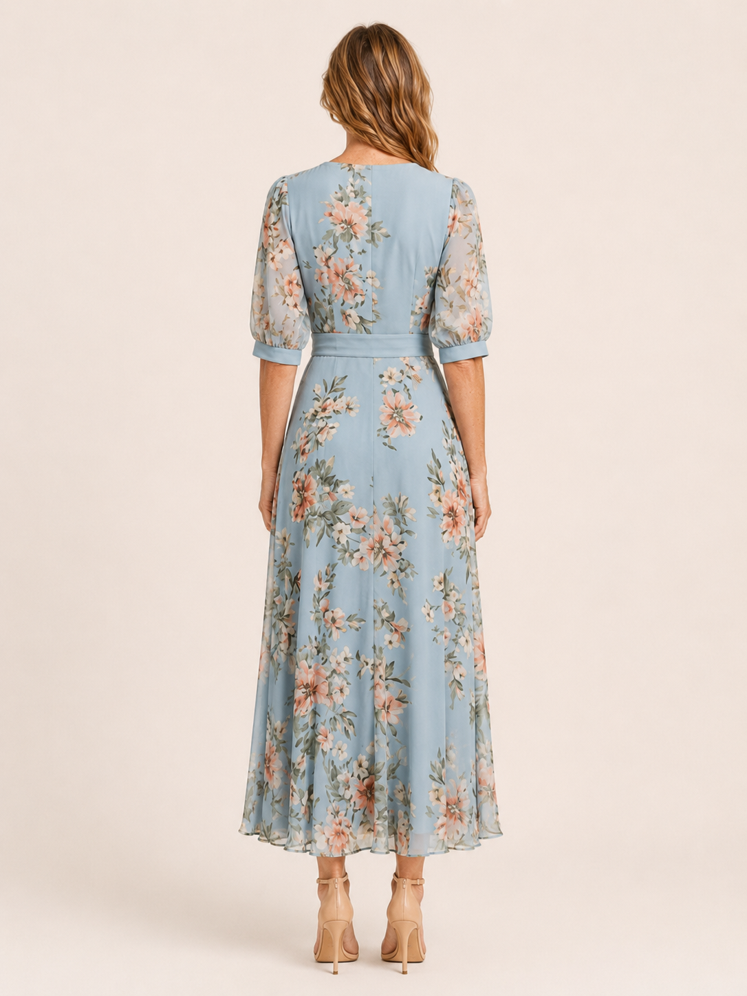 Valessa | Women's Floral Wrap Tie Waist Wedding Guest Maxi Dress