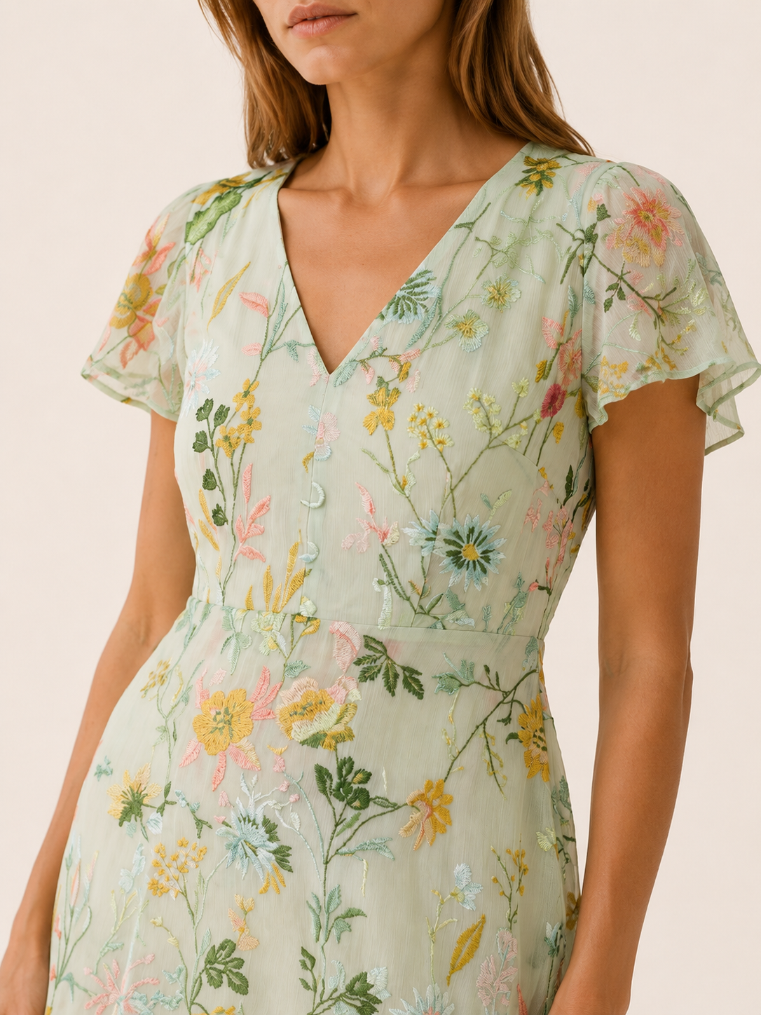 Vanda | Maxi Dress with V Neck and Short Sleeves