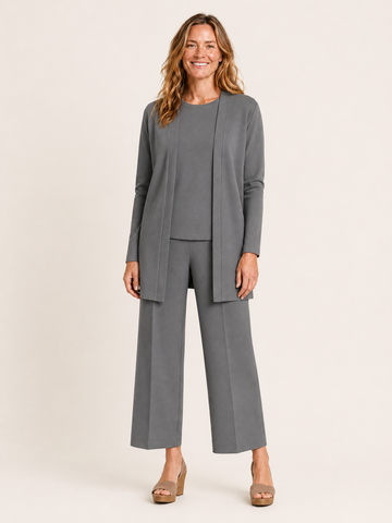 Velisse | Women's Cardigan Top and Wide Leg Pants Three Piece Set