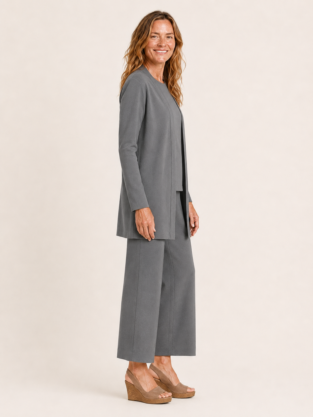 Velisse | Women's Cardigan Top and Wide Leg Pants Three Piece Set