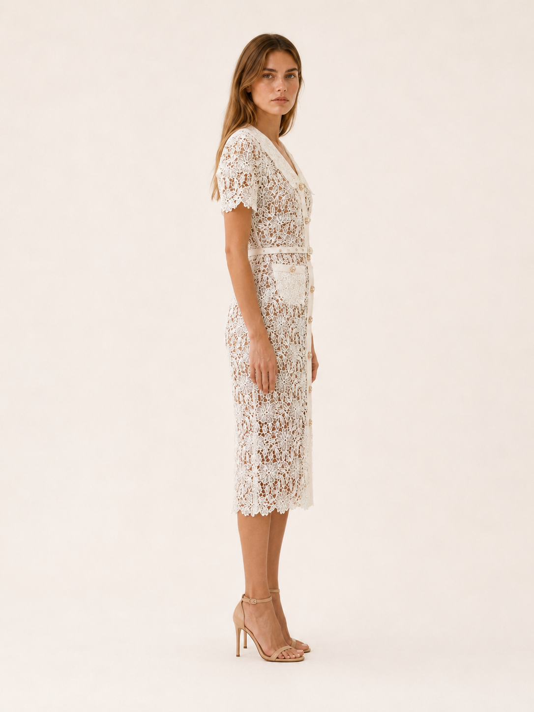 Veloriax | Midi Dress with Button Front Belted Waist