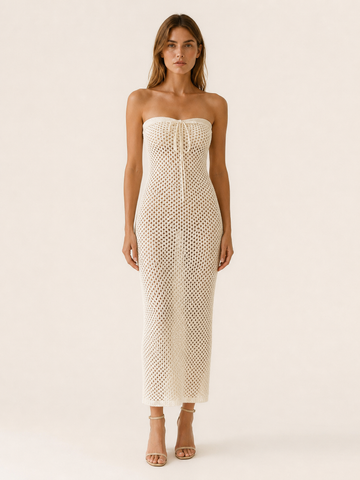Veskara | Knit Maxi Dress with Strapless Cover-Up Fit