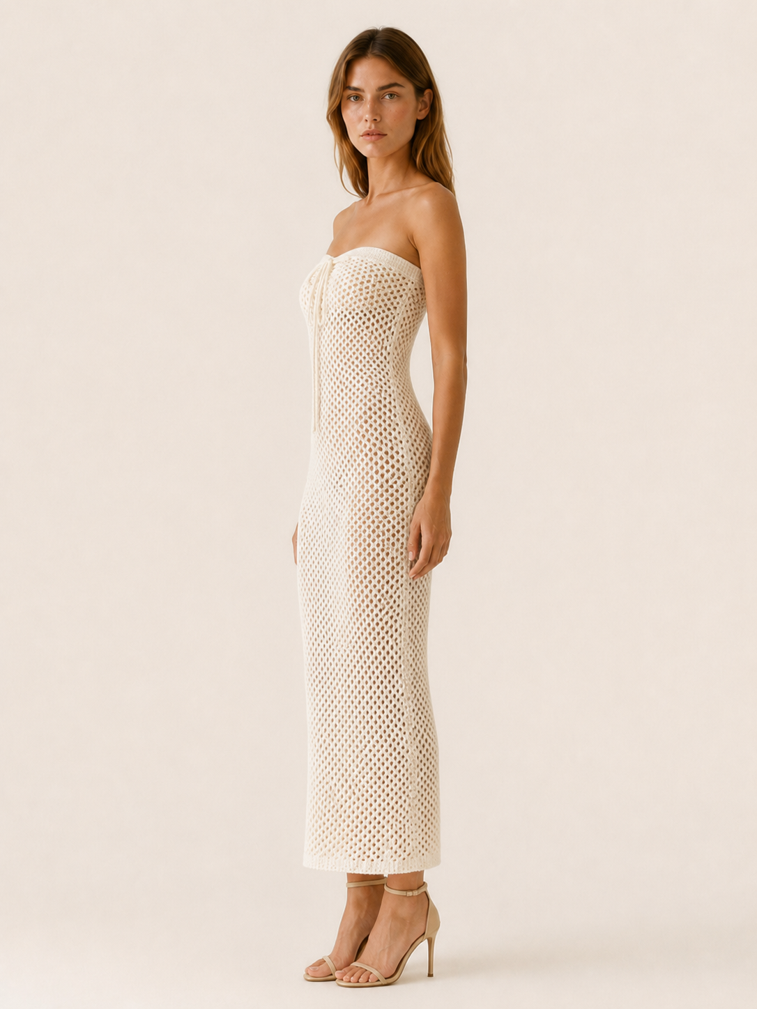 Veskara | Knit Maxi Dress with Strapless Cover-Up Fit