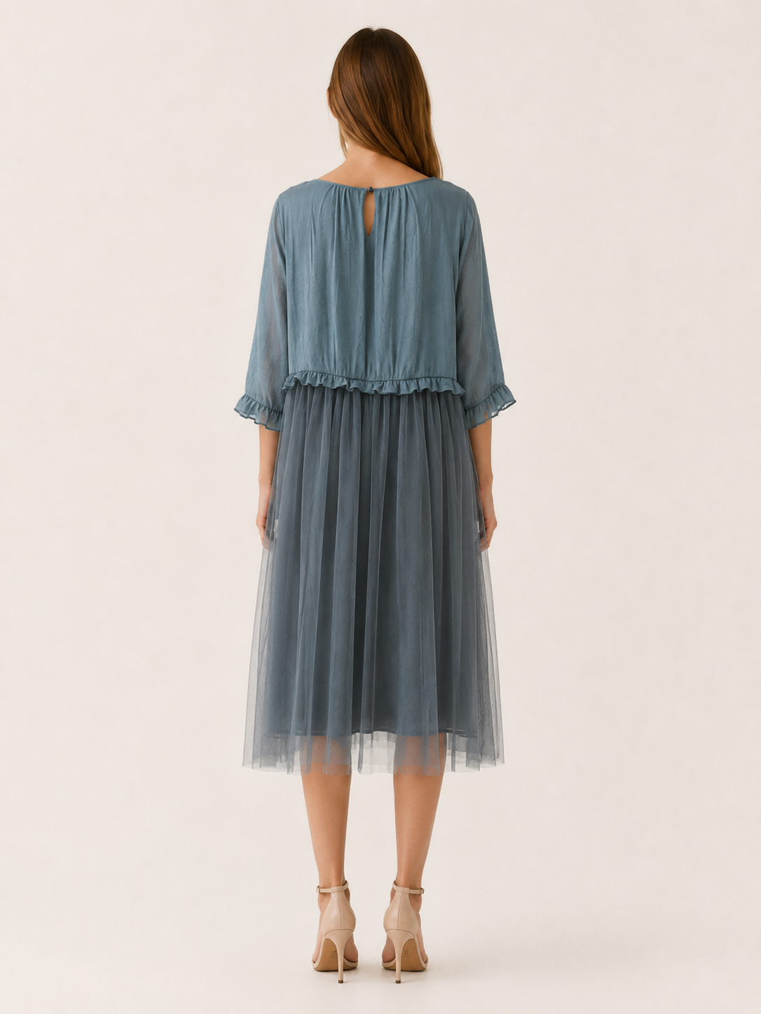 Vesta | Summer Midi Dress with Chiffon Patchwork