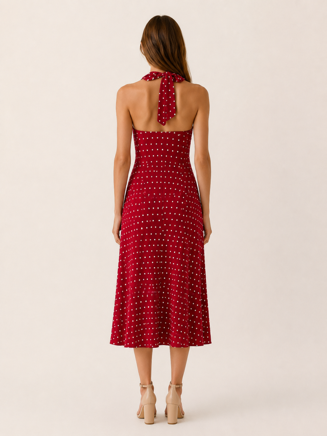 Veylisse | Polka Dot Midi Dress with Halter Neck