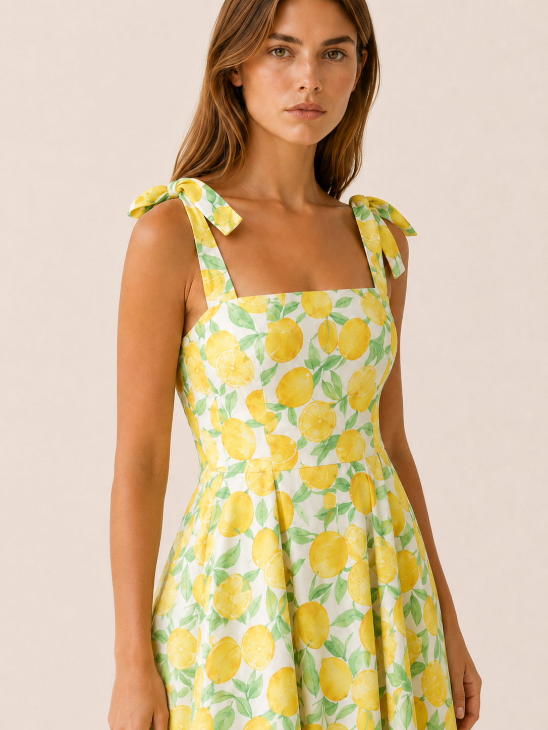 Veyrisa | Lemon Print Mini Dress with Tie Straps