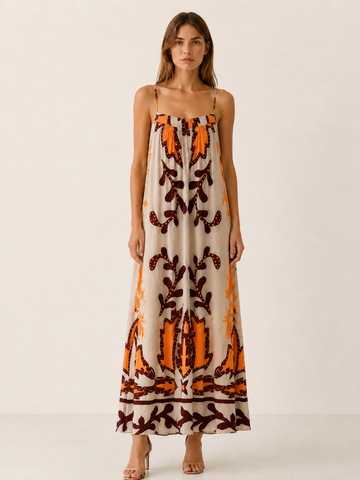 Virelka | Printed Maxi Dress with Spaghetti Straps