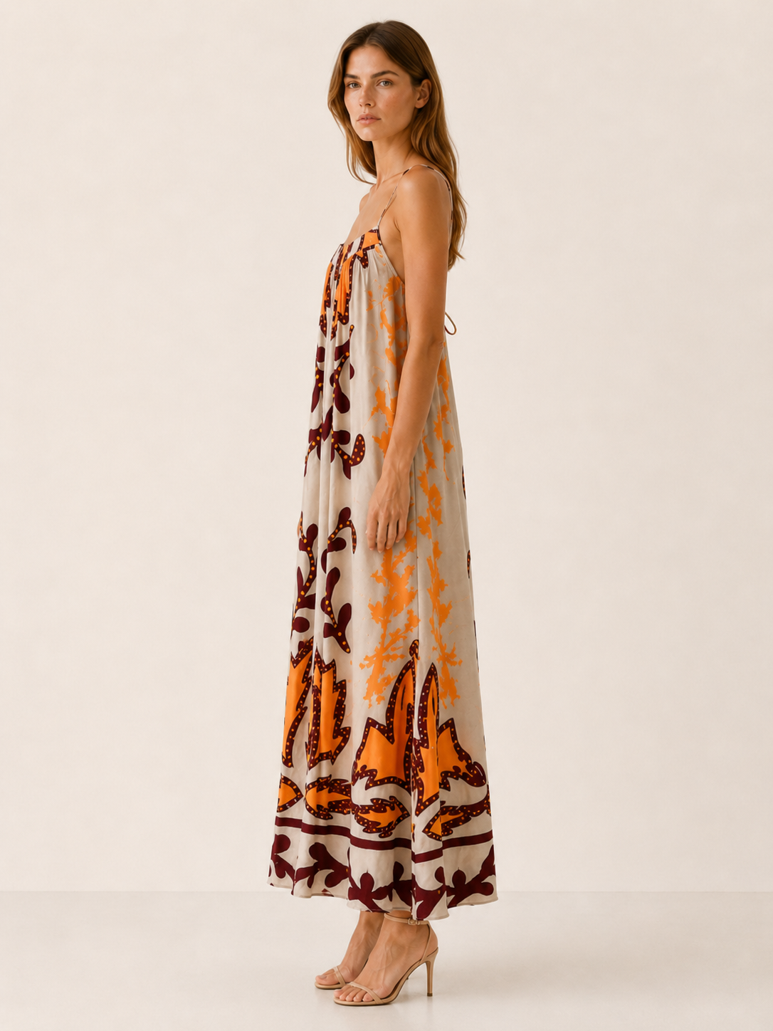 Virelka | Printed Maxi Dress with Spaghetti Straps