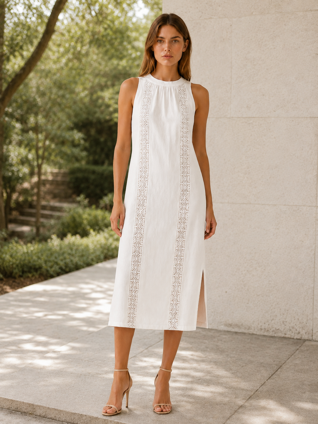 Virelle | Midi Dress with Sleeveless High Neck