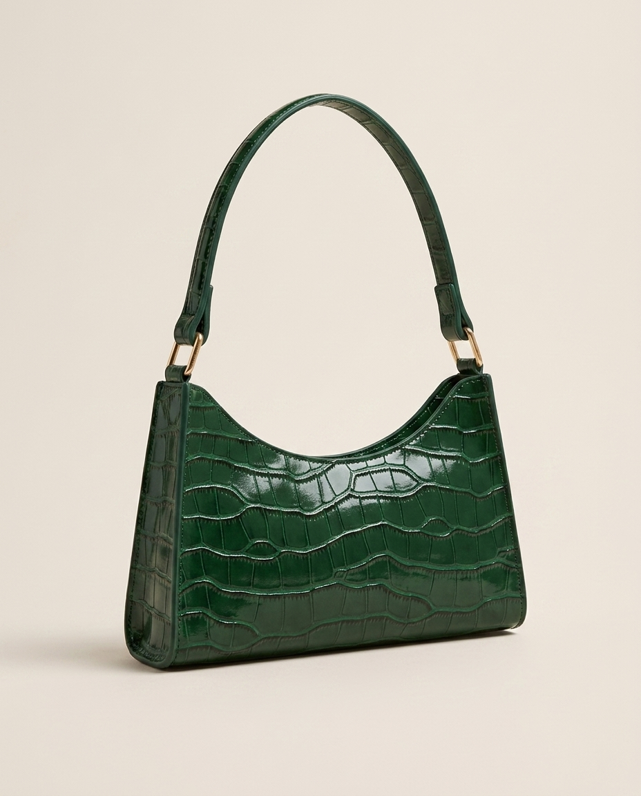 Vireya | Women's Croc Effect Zip Top Shoulder Bag