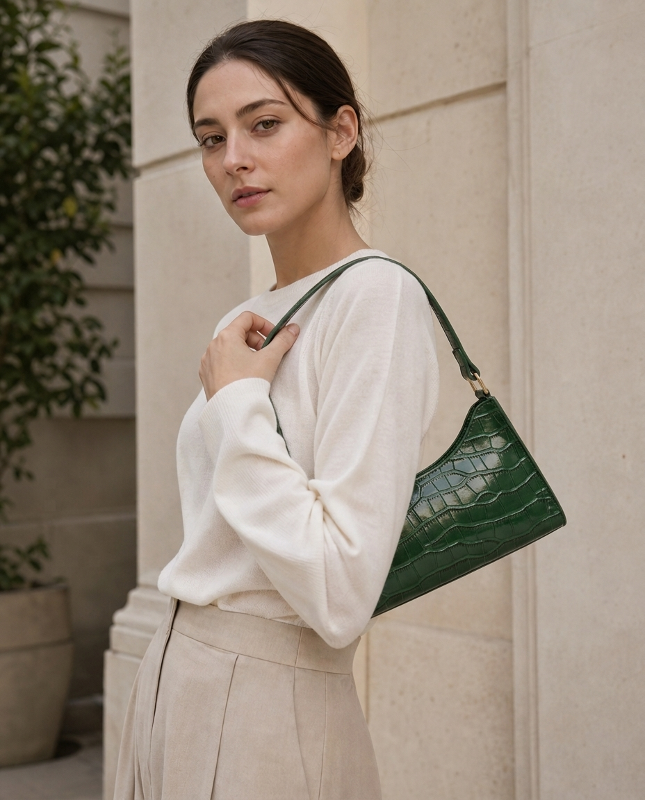 Vireya | Women's Croc Effect Zip Top Shoulder Bag
