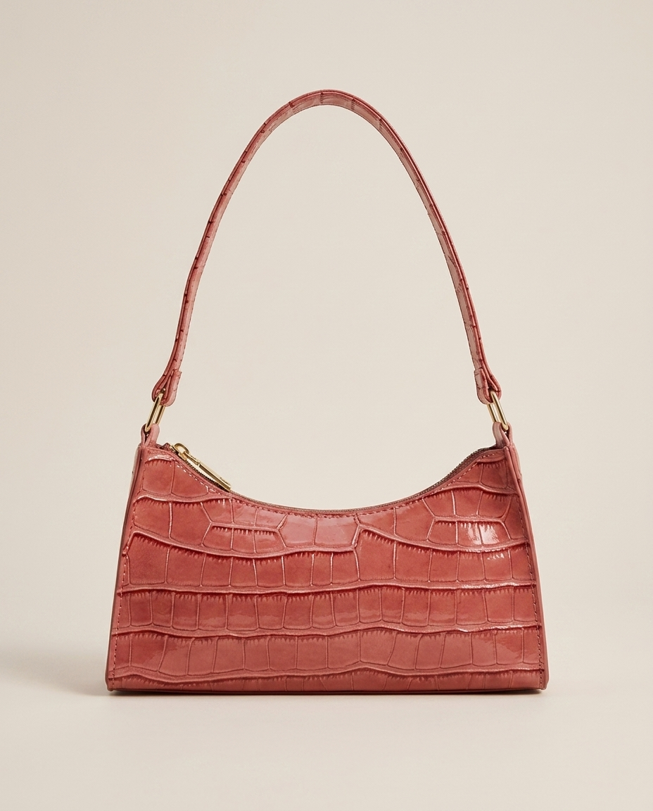 Vireya | Women's Croc Effect Zip Top Shoulder Bag