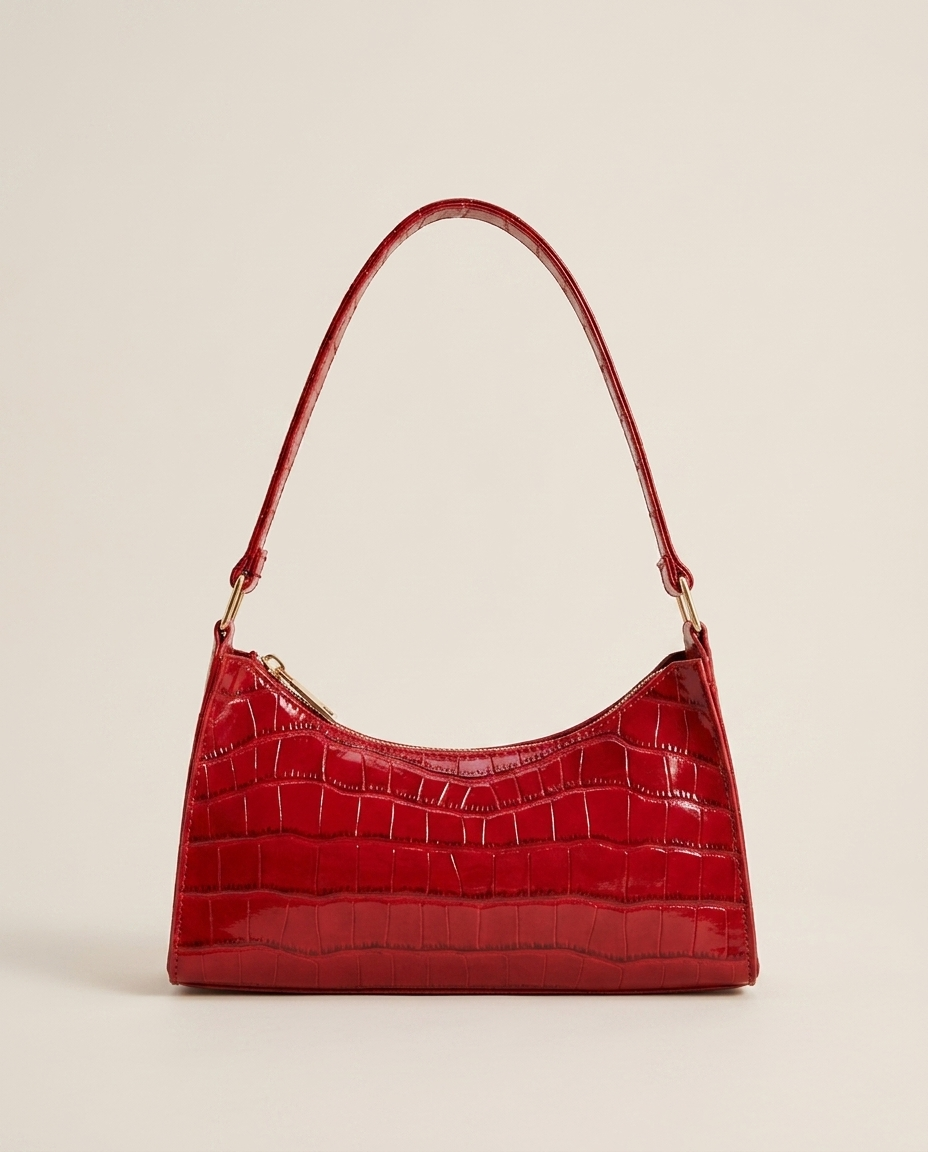 Vireya | Women's Croc Effect Zip Top Shoulder Bag