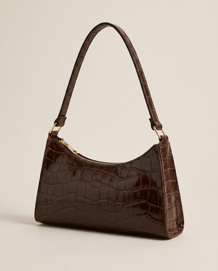 Vireya | Women's Croc Effect Zip Top Shoulder Bag