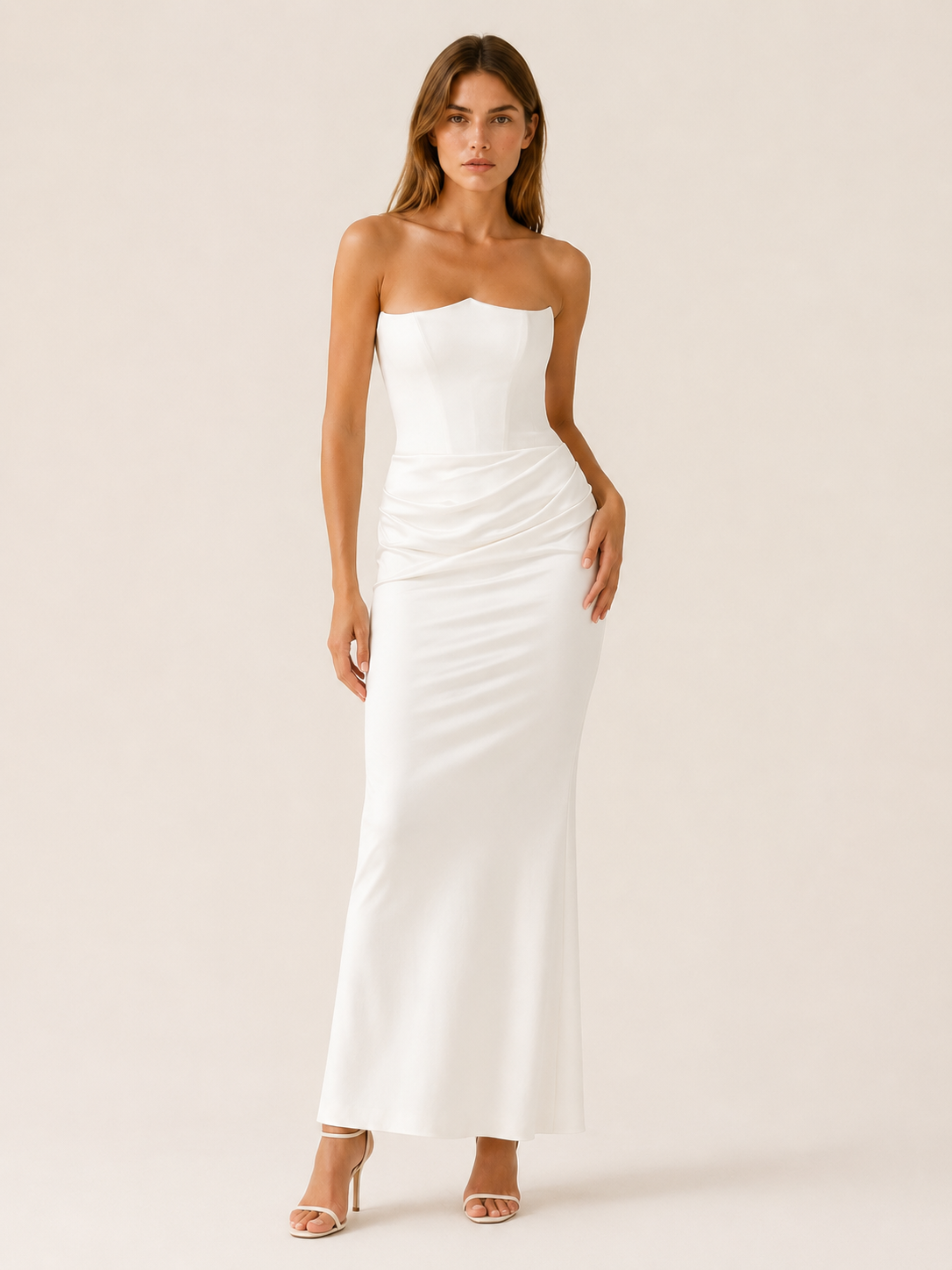 Xanthe | Strapless Maxi Dress with Draped Waist