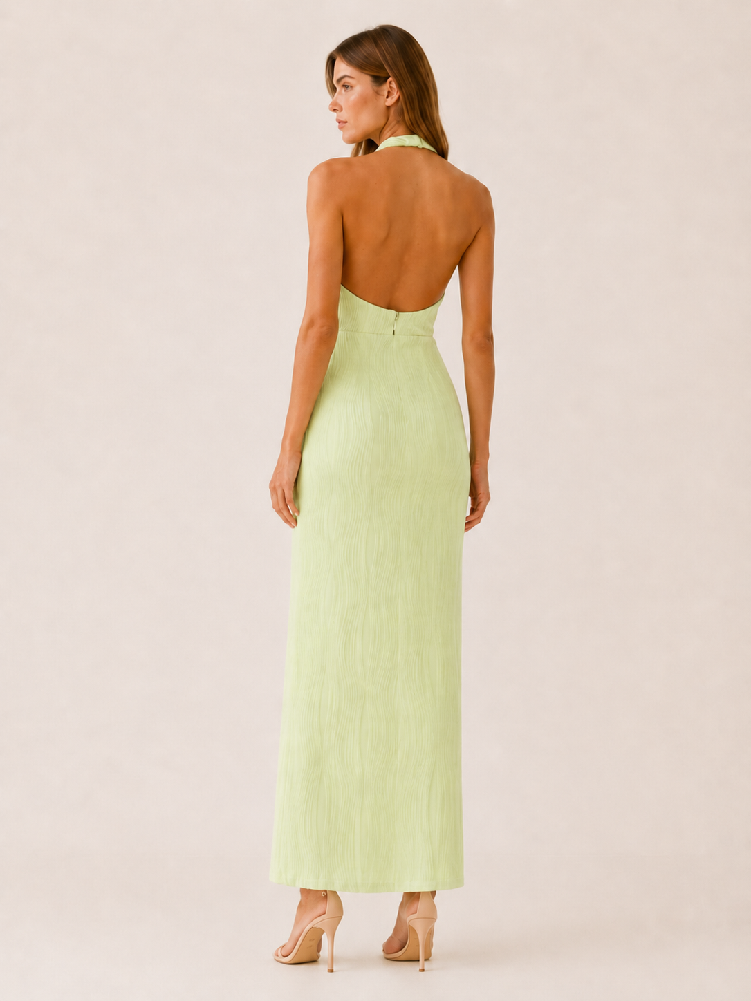 Yvella | Halterneck Maxi Dress with Pleated A-Line Fit