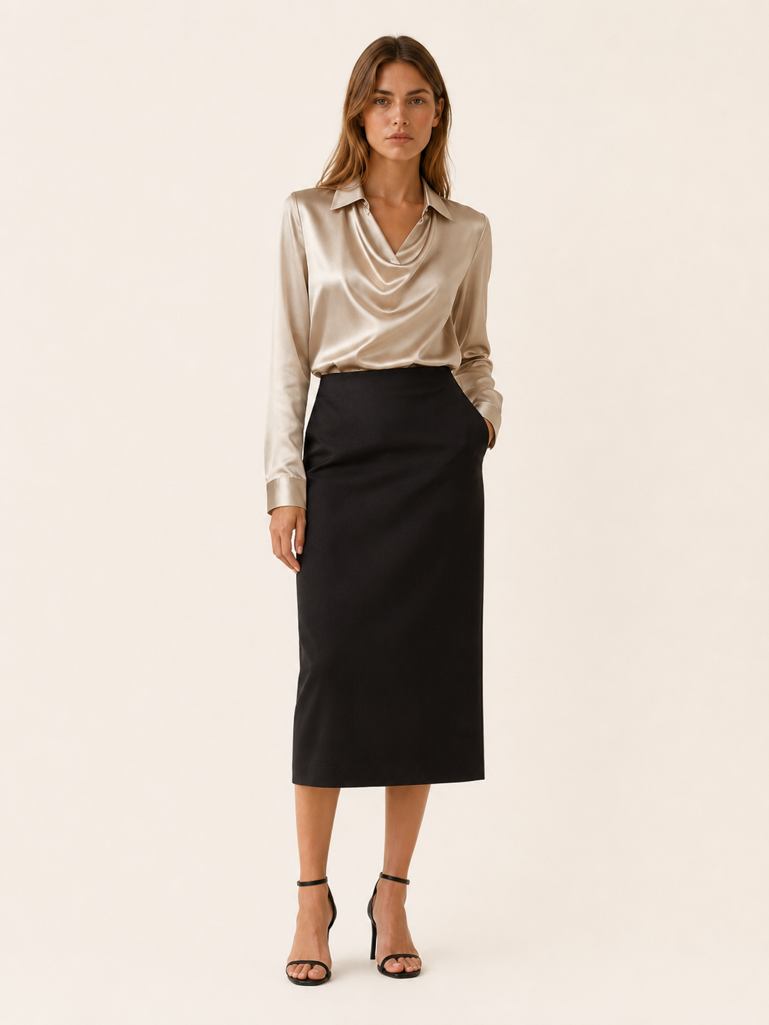 Yvette | Women's Pleated Neck Draped Top