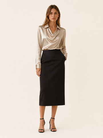 Yvette | Women's Pleated Neck Draped Top