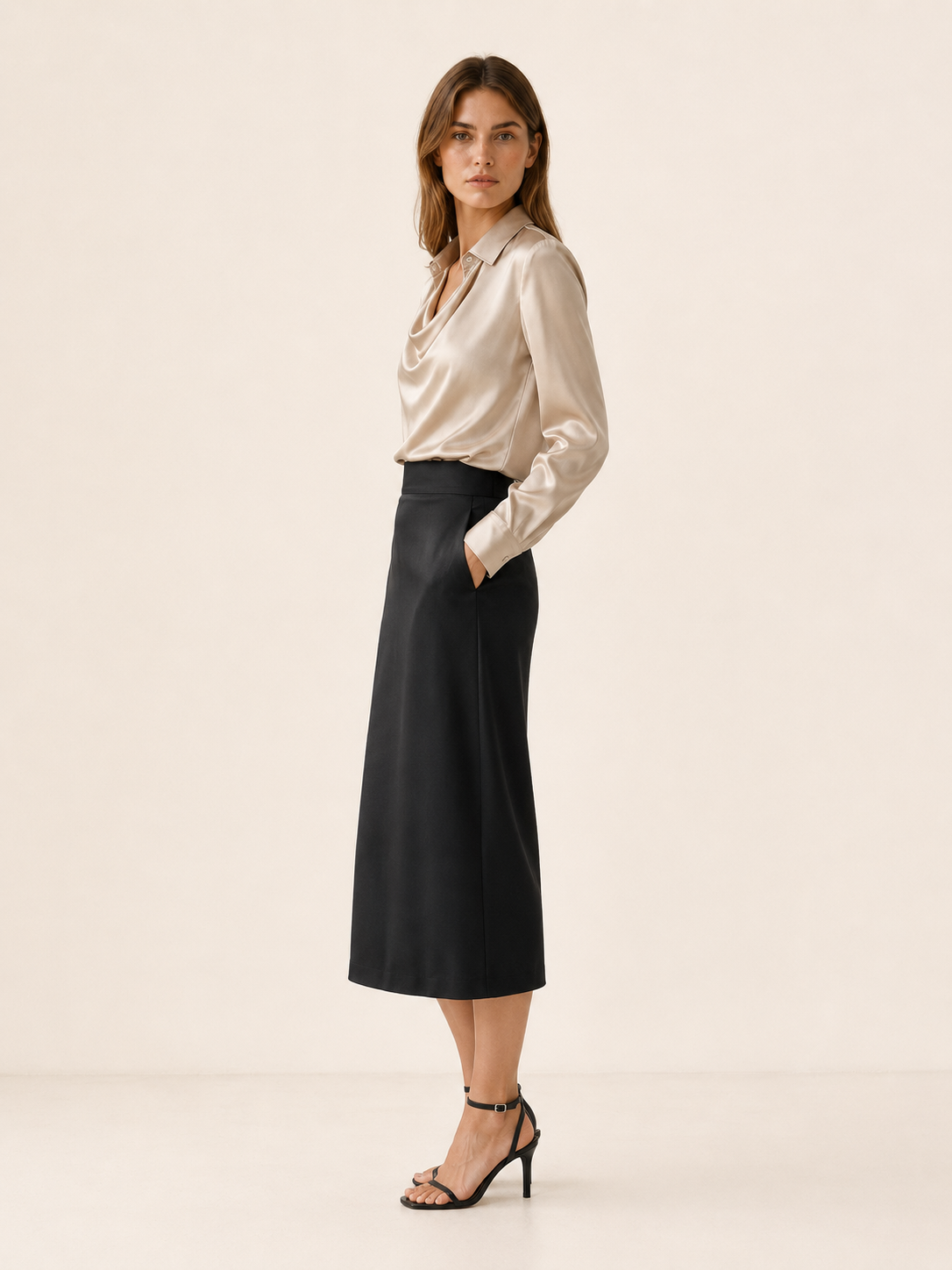 Yvette | Women's Pleated Neck Draped Top