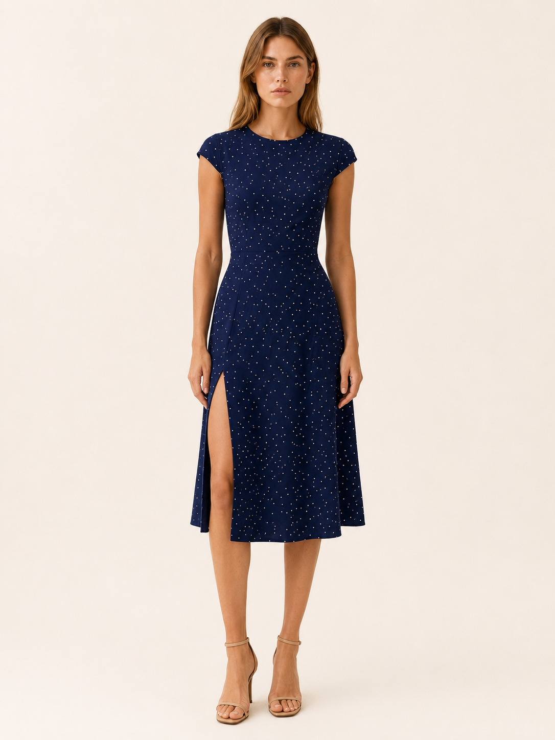 Zelda | Polka Dot Midi Dress with Cutout Back