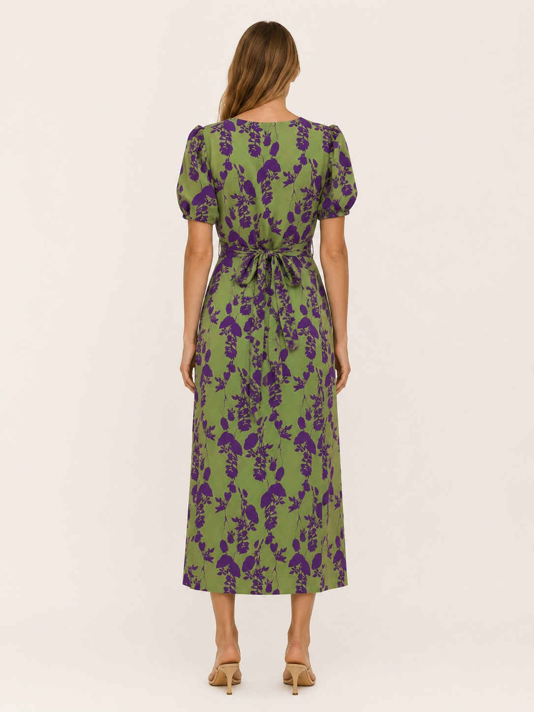 Zinnia | Midi Dress with Short Sleeve and Ruched Front