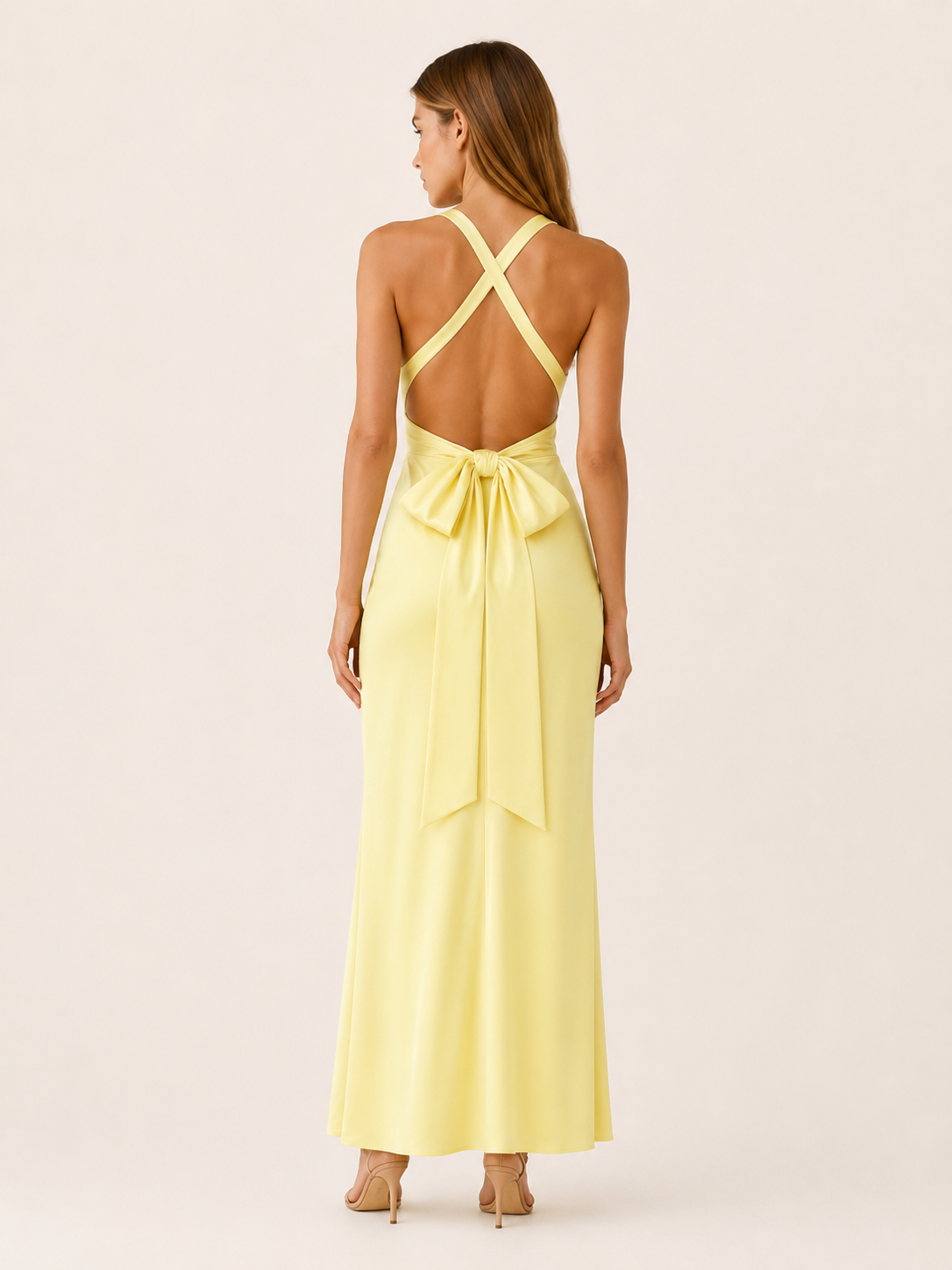 Zora | Halter Maxi Dress with V Neck and Tie Back