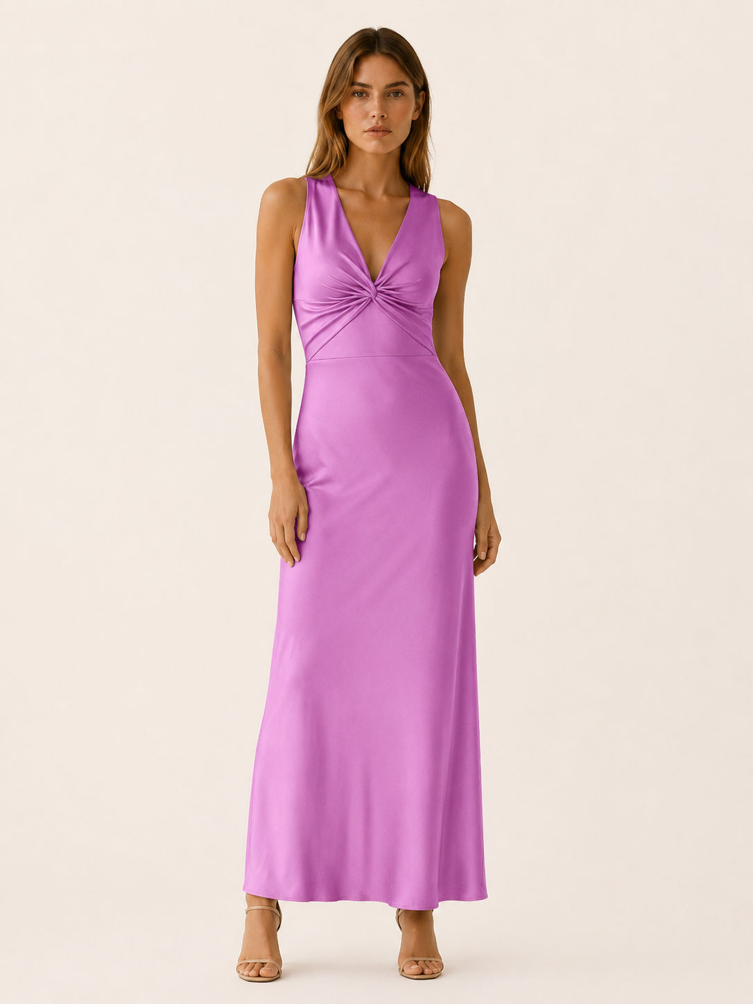 Zora | Halter Maxi Dress with V Neck and Tie Back